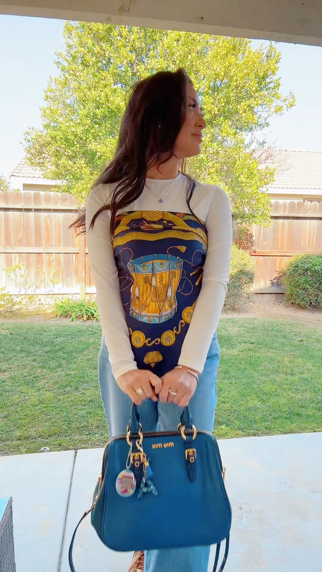 My 15 year old has his first high school indoor percussion competition of the year so here's my ootd for my band mom fit
Scarf: Hermes “Les Tambours”
Shirt: Pumiey
Jeans: Levi's 90s baggy
Bag: Miu Miu from 
Rings: Caitlyn Minimalist
Bracelet: David Yurman
Shoes: Nike x Supreme Air Force 1s

#OOTD #bandmom #momfit #momstyle #outfitoftheday #outfitinspo #styleover30 #casualoutfit #casualstyle #styleinspo #percussionmom #drumlinemom #hermesscarf #scarfstyle #scarfstyling #miumiu #hermes “LTKover30 

#LTKStyleTip #LTKItBag #LTKFindsUnder100