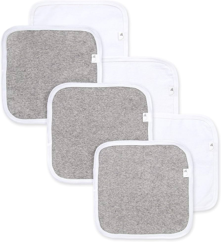 Burt's Bees Baby Washcloths, Absorbent Knit Terry, Super Soft 100% Organic Cotton Heather Grey | Amazon (US)