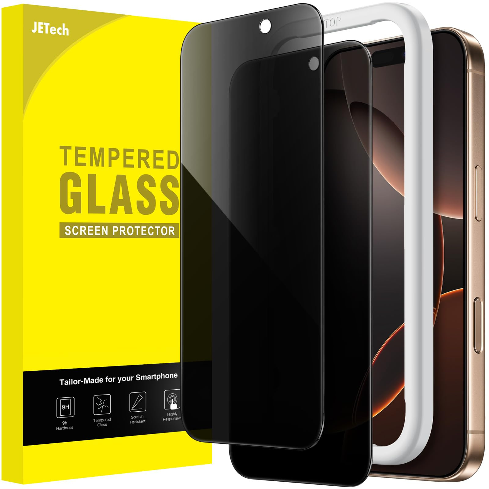 JETech Sichtschutz für iPhone 16 Pro Max 6,9 Zoll, Anti-Spy Gehärtete Glas Schutzfolie mit Einf... | Amazon (DE)