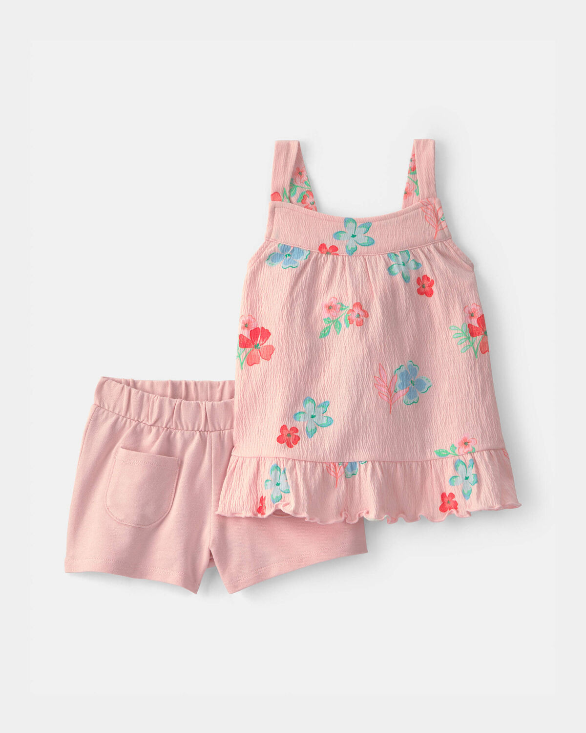 Toddler Girl 2-Piece Floral Ruffle Top & Short Set - Pink | Carter's Inc