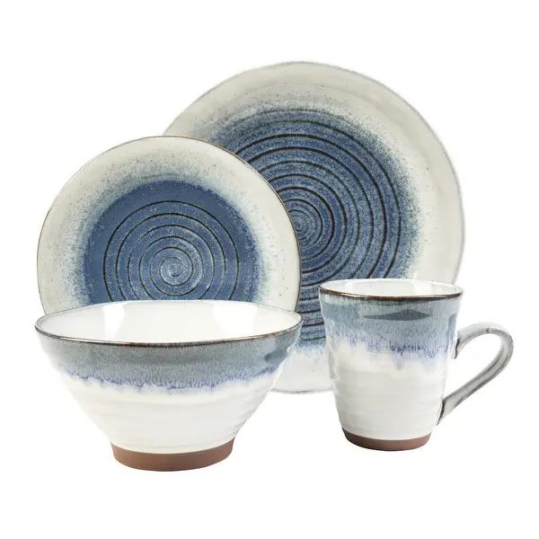 Sango Talia Dusk Blue Stoneware 16-piece Dinnerware Set - Overstock - 27128842 | Bed Bath & Beyond