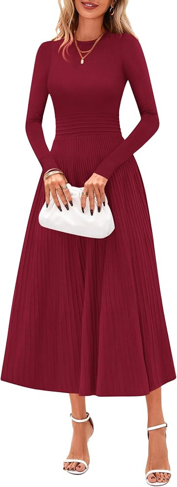 PRETTYGARDEN Women's Long Sleeve Knit Maxi Sweater Dress | Amazon (US)
