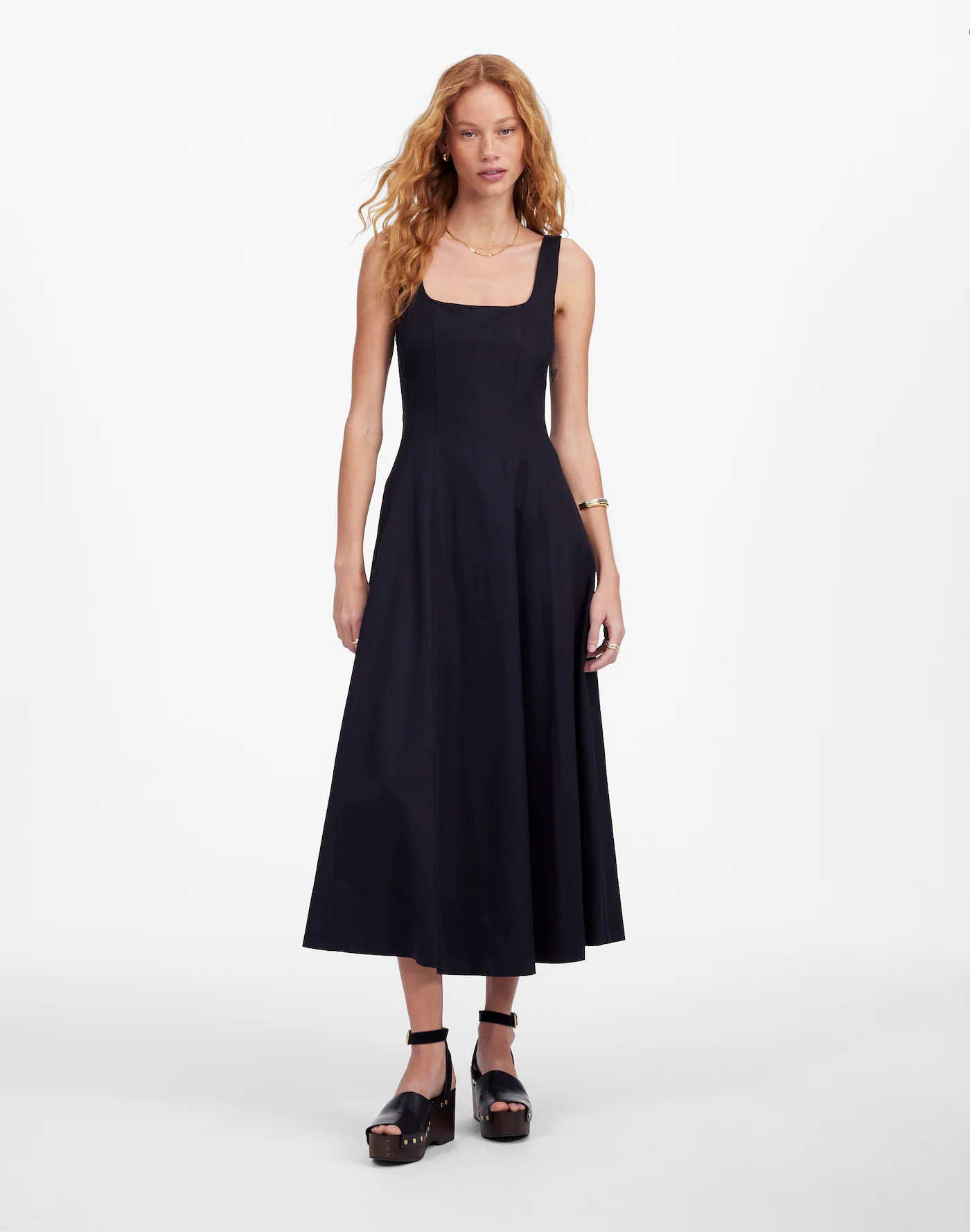 Seamed Squareneck Midi Dress | Madewell