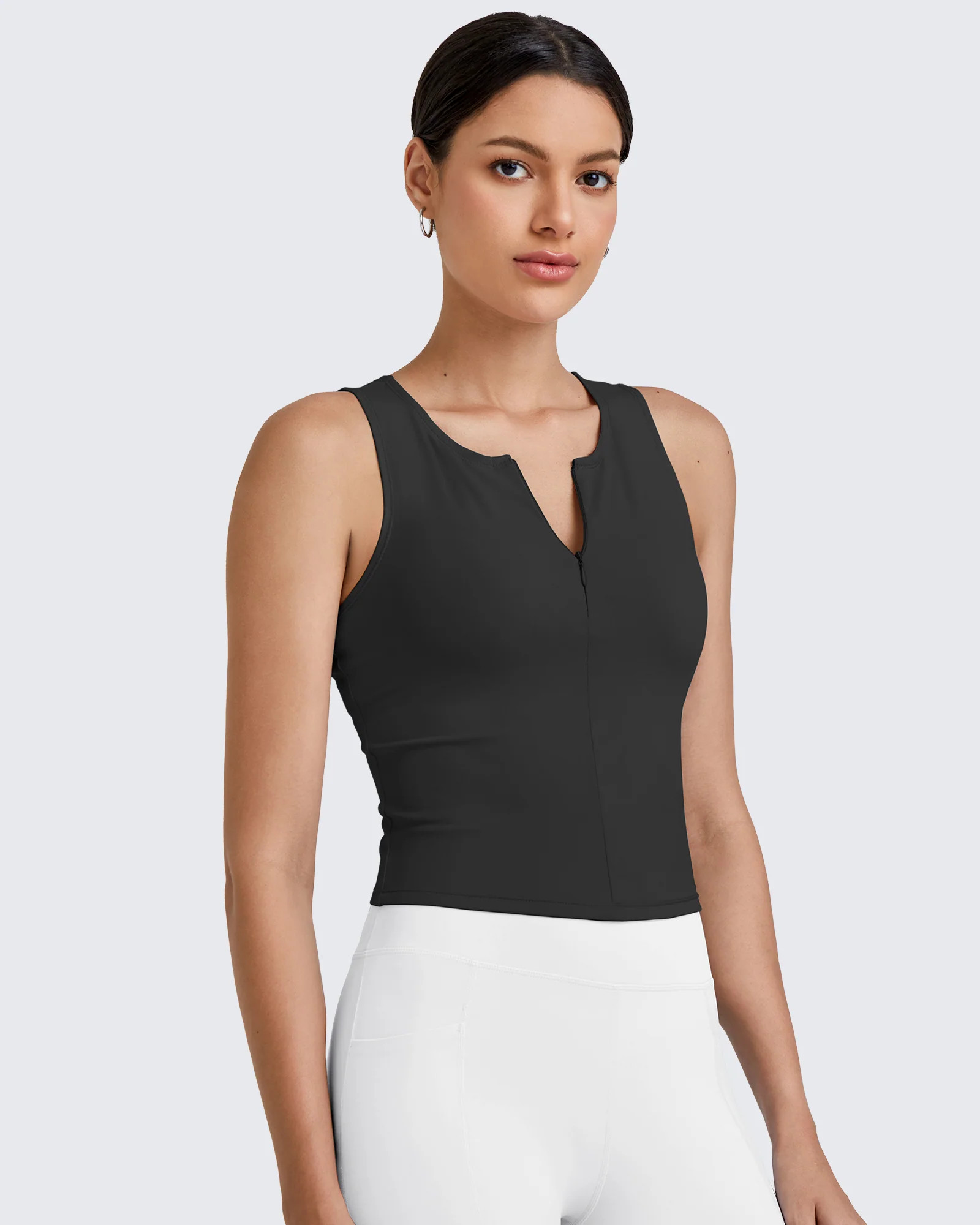 Women's Cropped Half-Zip Gym & Tennis Tank Tops | g4free activewear