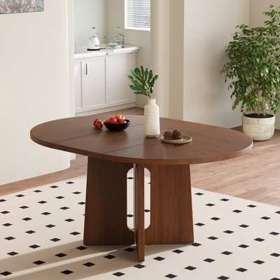 GDFStudio Lucien Extendable Dining Table with Removable Leaf and Criss Cross Rubberwood Legs, Brown | Target
