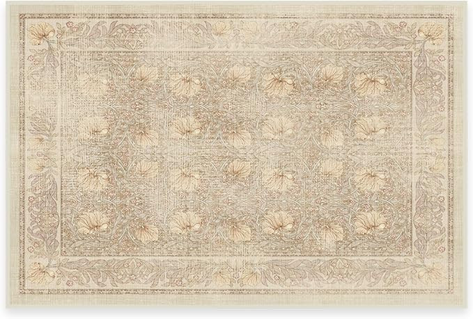 Ruggable x Morris & Co Washable 2x3 Area Rug, Pimpernel Vintage Stone, Premium Rugs for Living Ro... | Amazon (US)