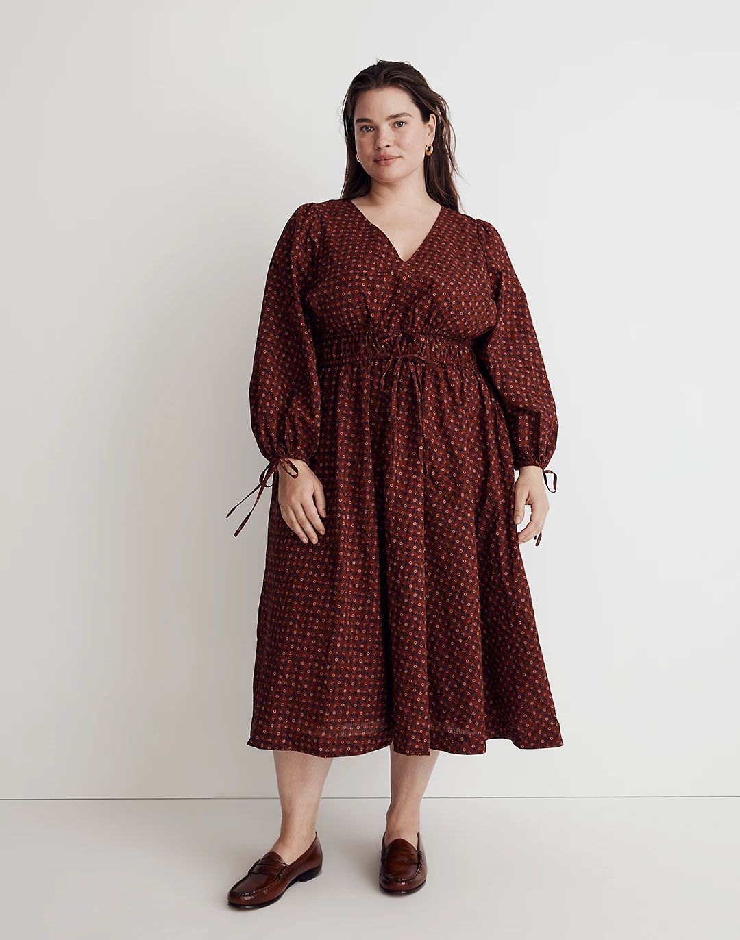 Plus Sophia Tie-Front Midi Dress in Teaberry Floral | Madewell