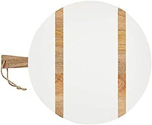 Mud Pie Large Round White/Natural Brown Wood Serving Paddle Board | Amazon (US)
