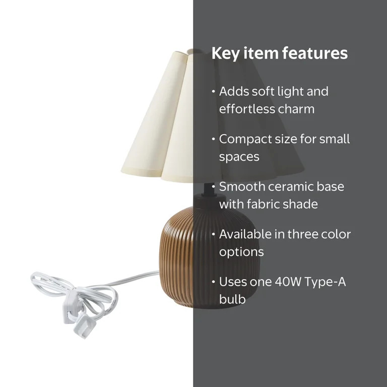 Home Decor Collection 12.5" Brown Ceramic Table Lamp | Walmart (US)