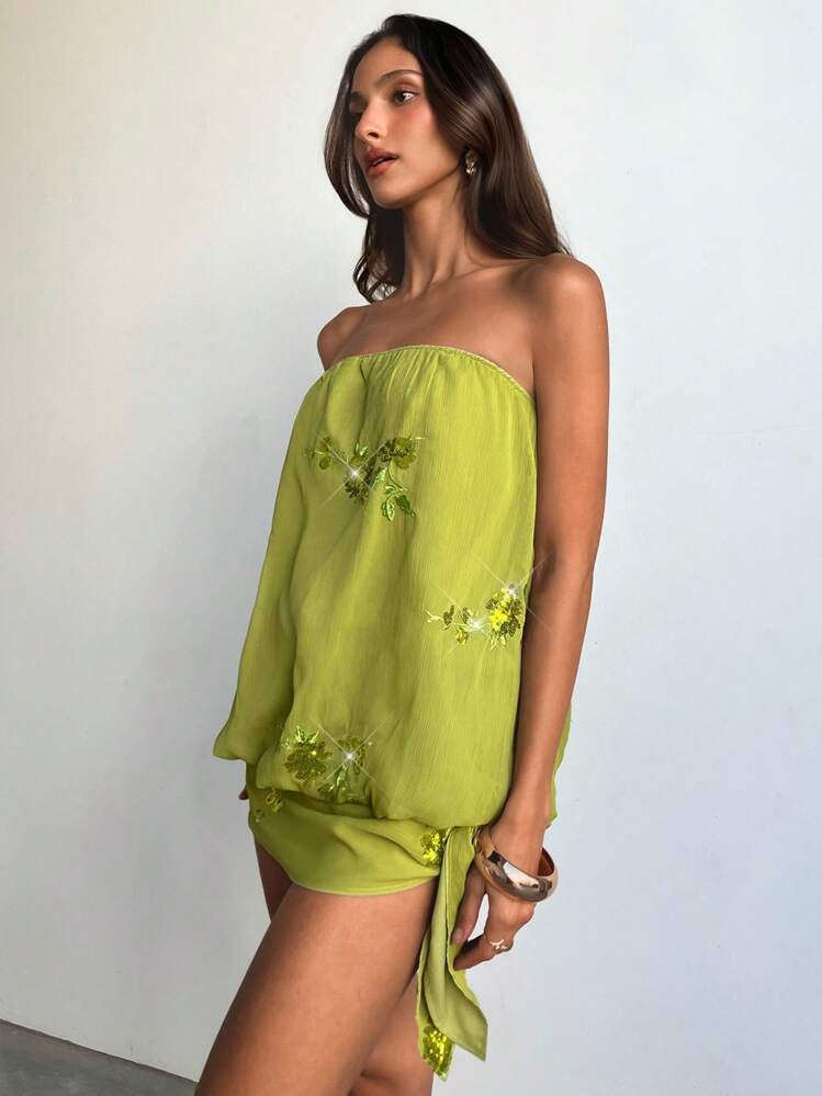 Aloruh Women's Romantic Elegant Bustier Sequins Embroidery Mini Dress,Women Dating Dress,Women Night Out Dress,Birthday Dresses For Women,Club Outfits Women Sexy,Boho Clothes Women | SHEIN