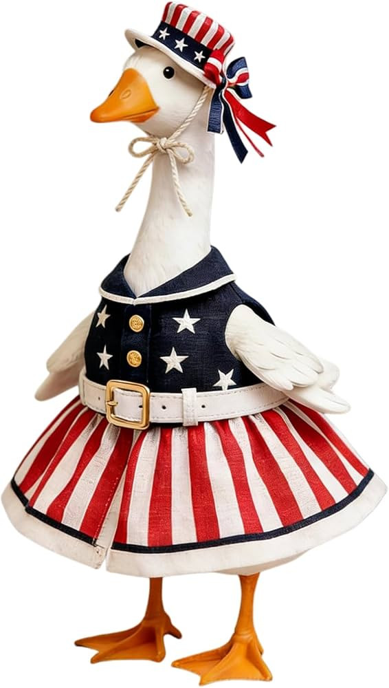 4th of July Porch Goose Outfit Independence Day Dress with Hat 23'' Porch Goose Costume for Outdo... | Amazon (US)