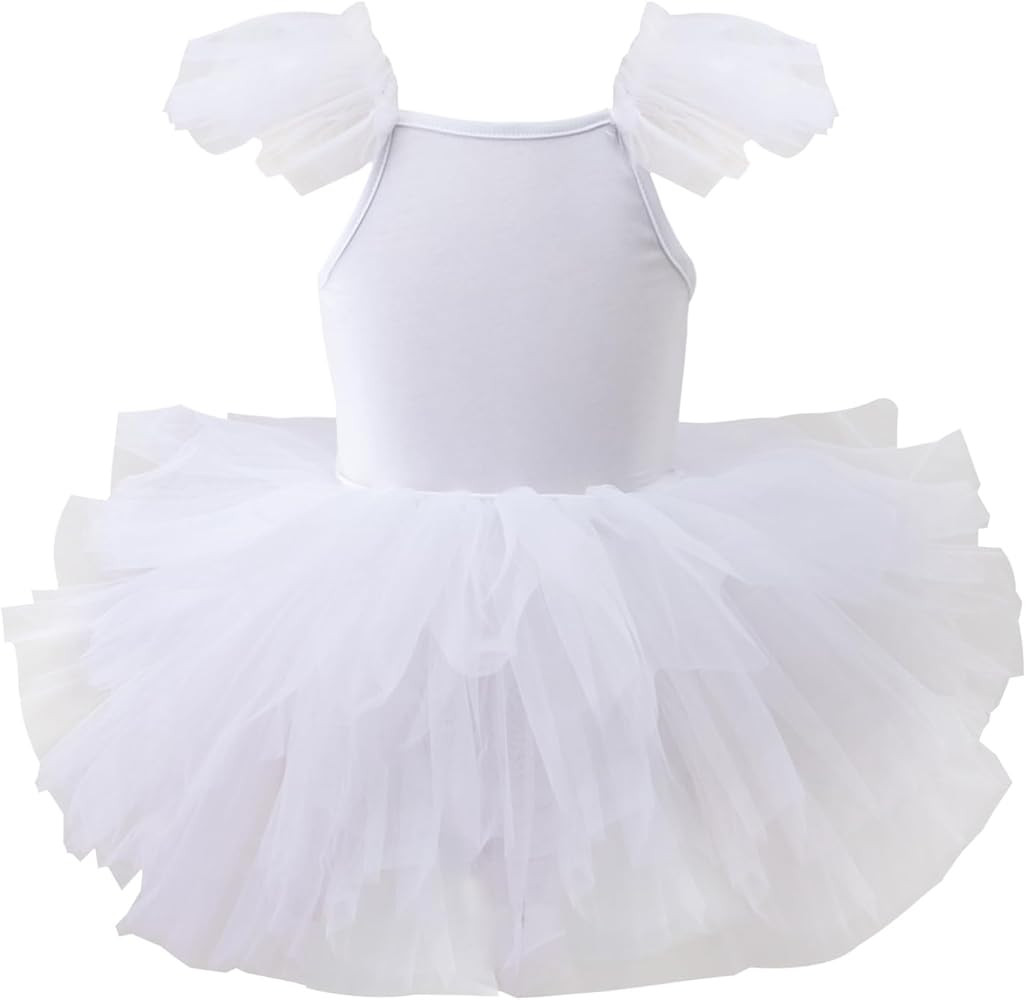 Girls Dance Tutu Dresses Ruffle Sleeve Snap Crotch Ballet Leotards | Amazon (US)