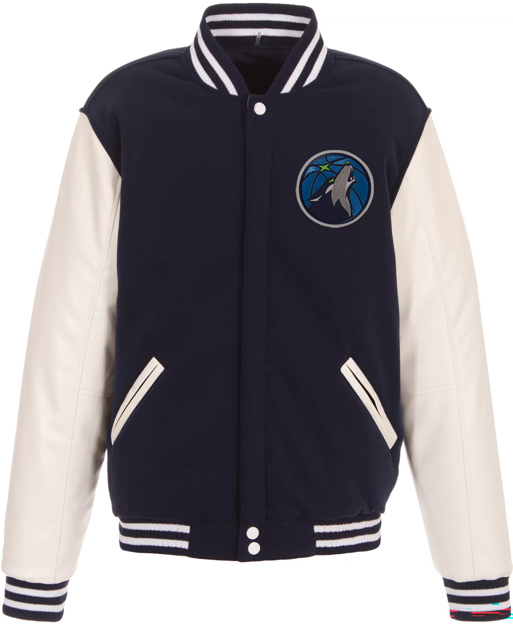 JH Design Men's Minnesota Timberwolves Navy Varsity Jacket, Large, Blue | Dick's Sporting Goods