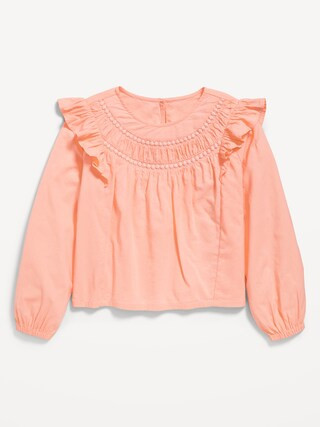 Long-Sleeve Ruffle-Trim Top for Girls | Old Navy (US)