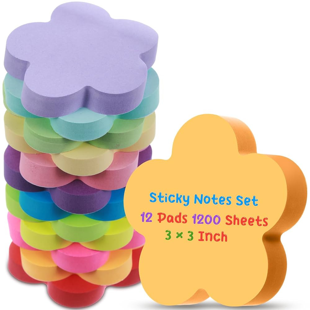 Leinuosen 12 Pieces Sticky Notes Shape 3 Inch Bright Colors Self-Stick Pads Multiple Colors Stick... | Amazon (US)