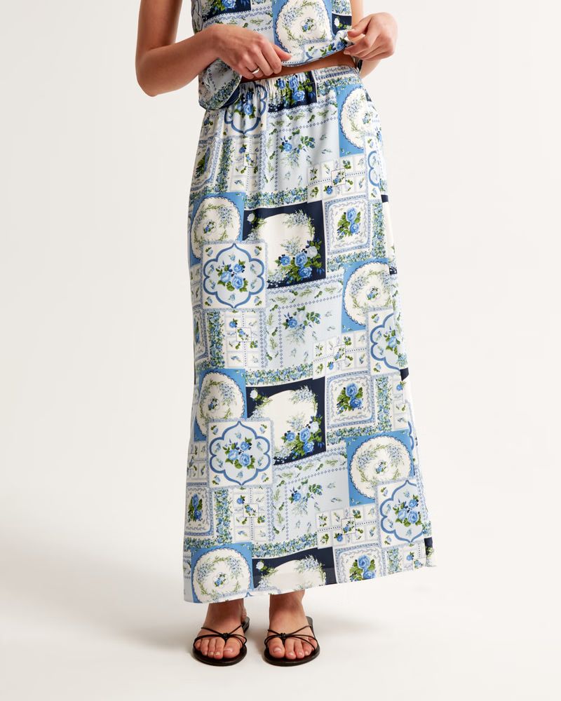 Faux Silk Maxi Skirt | Abercrombie & Fitch (US)