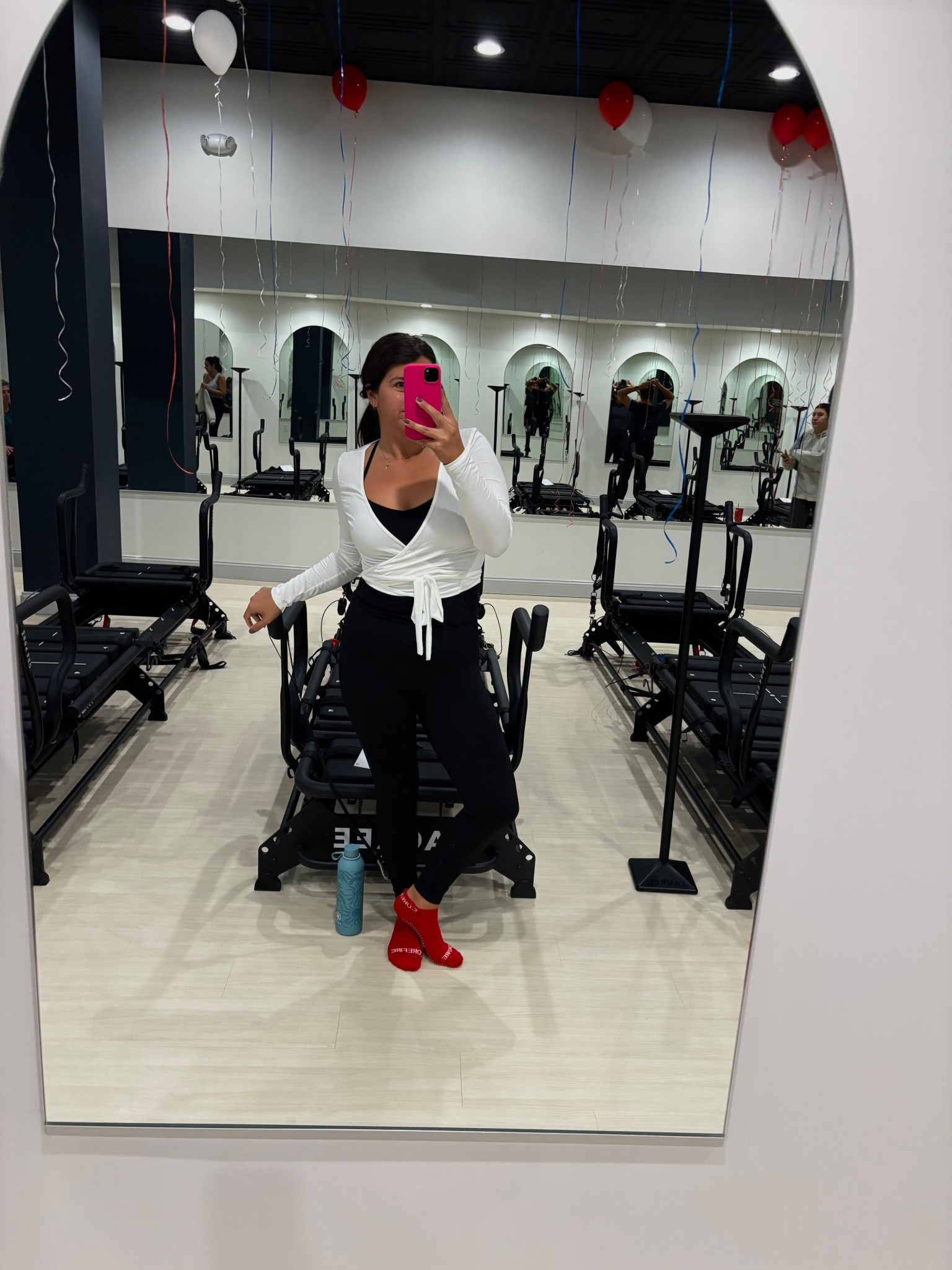 Lagree workout outfit 🤍 this wrap top elevates the outfit so much and comes in so many dif colors need to order more!!
Size L top, size M bottoms 

Pilates wrap top, workout wrap top, fitness outfits, midsize fitness set, workout outfit 

#LTKActive #LTKMidsize #LTKStyleTip