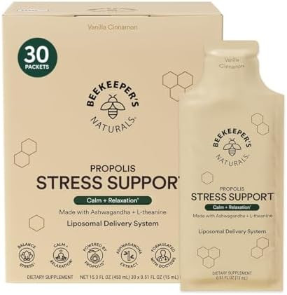 Ashwagandha Liposomal Stress Support by Beekeeper's Naturals, 600mg with Propolis, L-Theanine, An... | Amazon (US)