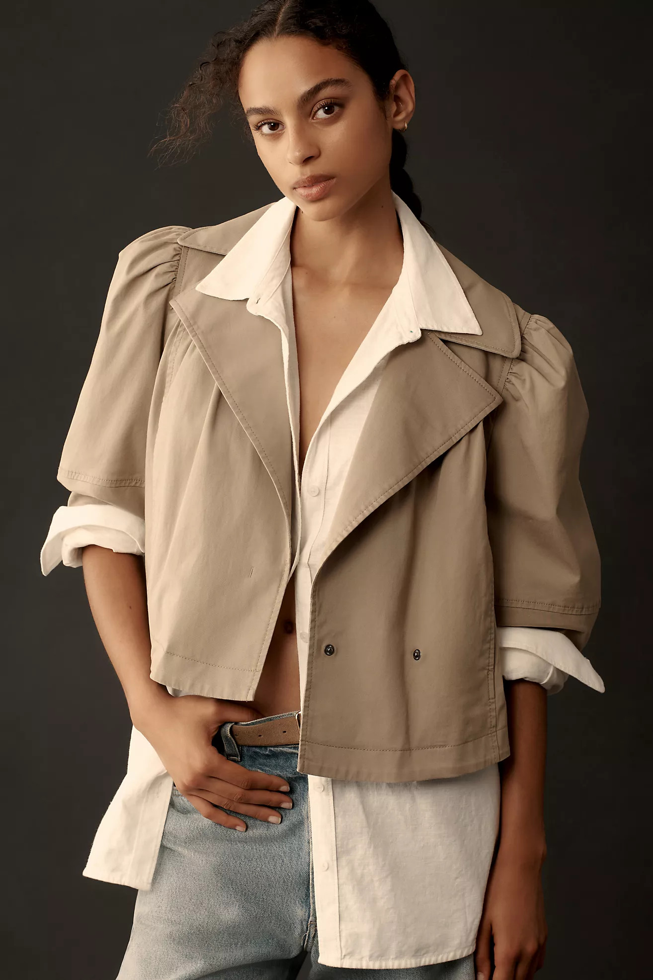 Maeve Cropped Babydoll Swing Jacket | Anthropologie (US)