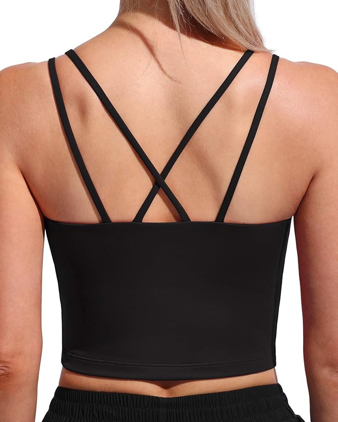 WALK FIELD Longline Sports Bras for Women Workout Athletic Padded Bras Cross Back Wirefree Yoga B... | Amazon (US)
