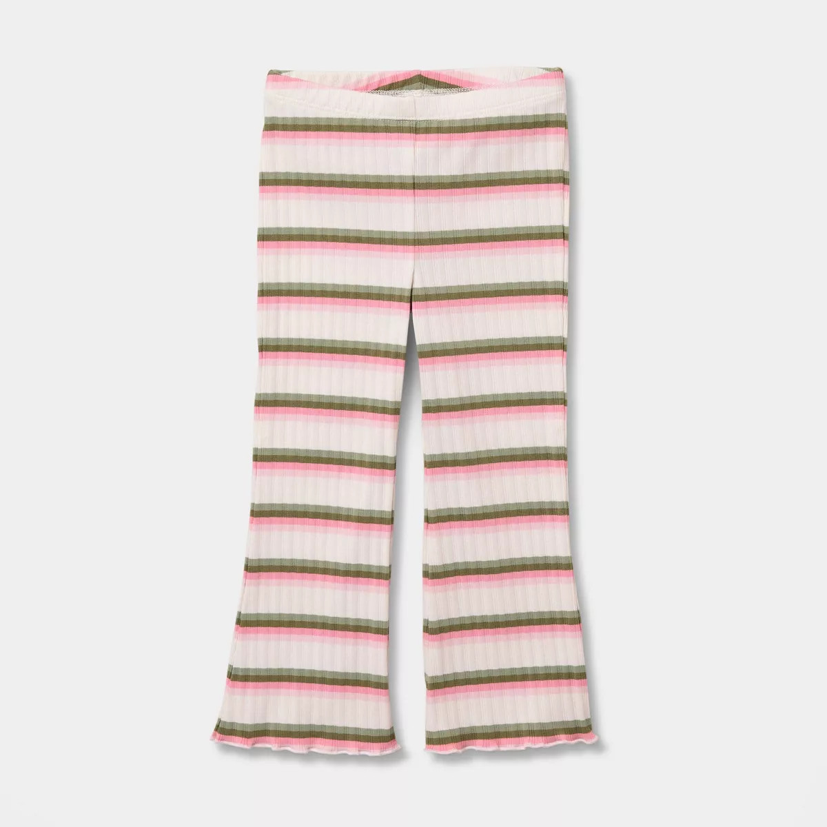 Toddler Girls' Striped Flare Leggings - Cat & Jack\u2122 Olive/Pink 3T | Target