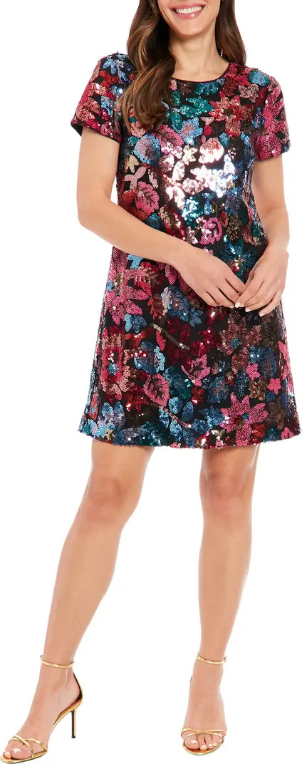 London Times Floral Sequin T-Shirt Dress | Nordstromrack | Nordstrom Rack