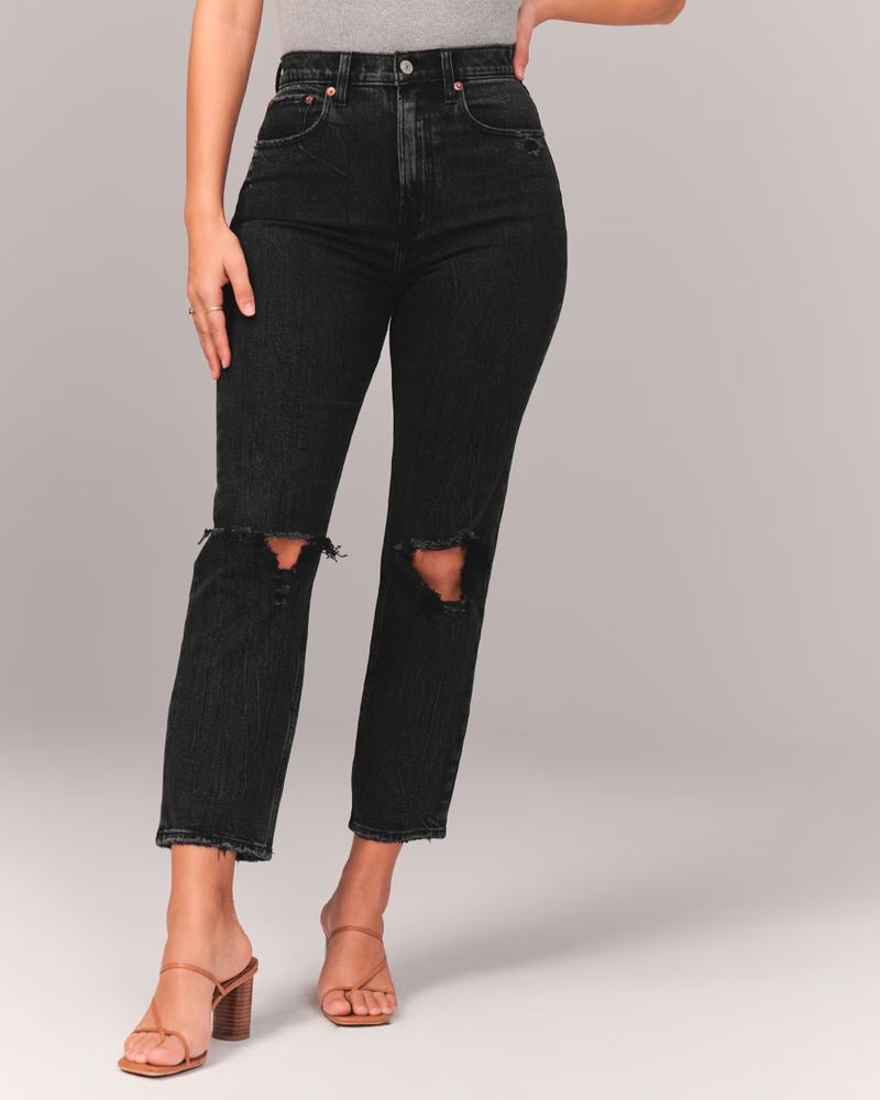 Curve Love Ultra High Rise Ankle Straight Jeans | Abercrombie & Fitch (US)