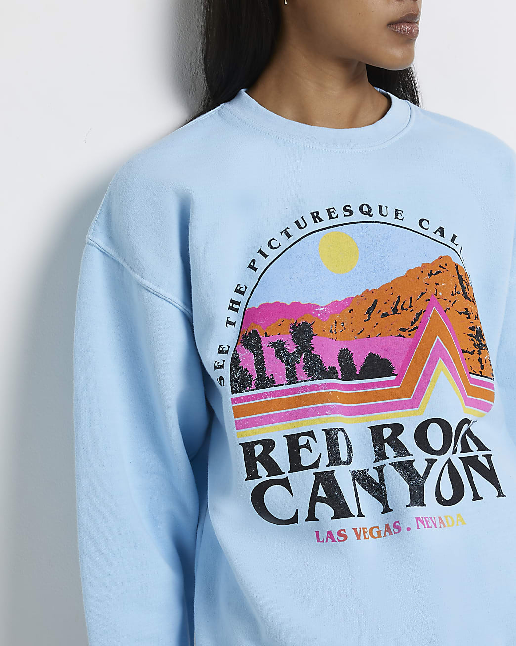 Blue graphic oversized sweatshirt | River Island (UK & IE)