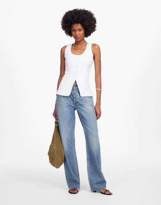 100% Linen Scoopneck Cutaway Vest | Madewell | Madewell