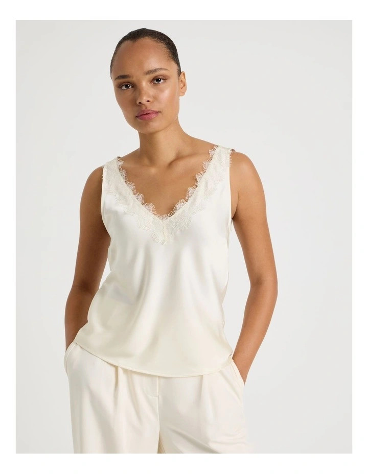 BlaqSatin Lace Cami in Ecru | Myer