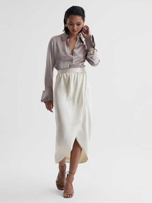 Silk High-Low Wrap Skirt | Reiss UK