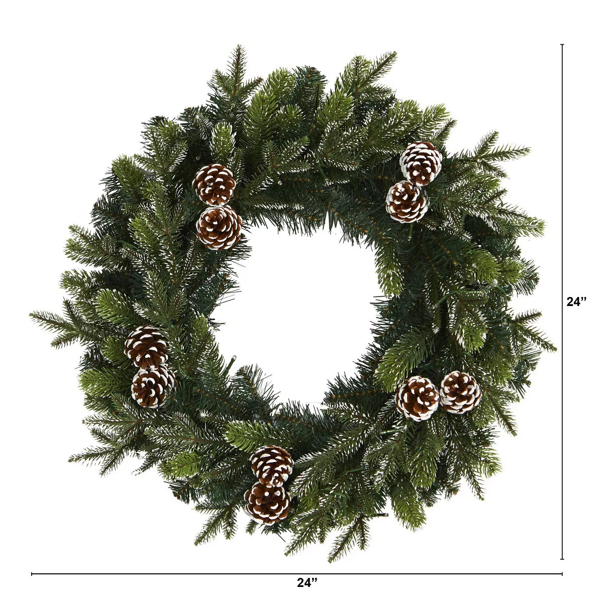 Nearly Natural 24” Snowed Pinecone Artificial Christmas Wreath with 35 Clear LED Lights | Target