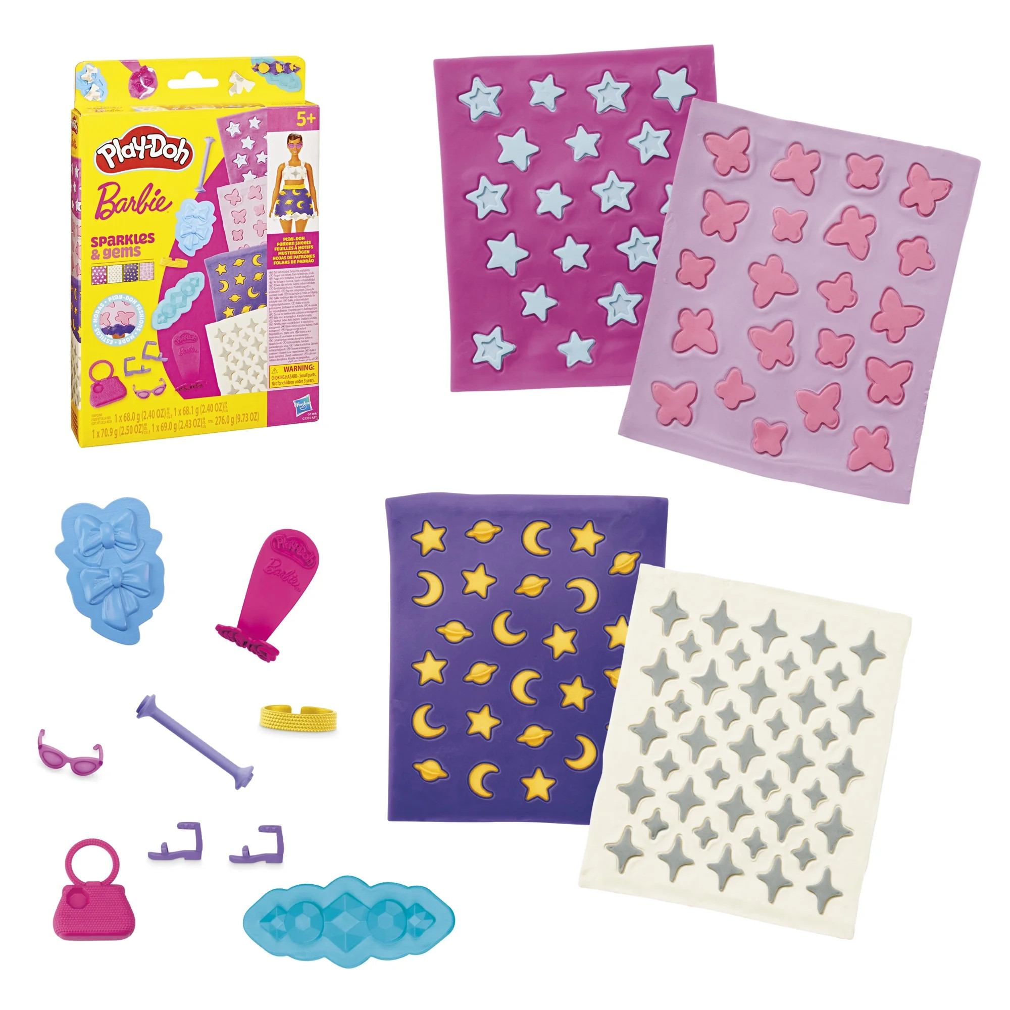 Play-Doh Barbie Sparkles and Gems Patterns Pack, Refill Accessory Set, Stocking Stuffers for Kids... | Walmart (US)