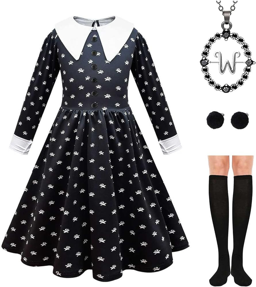 Black Costume Dress for Girls Halloween Costumes Cosplay Party Dress with Accessories 3-12Y | Amazon (US)