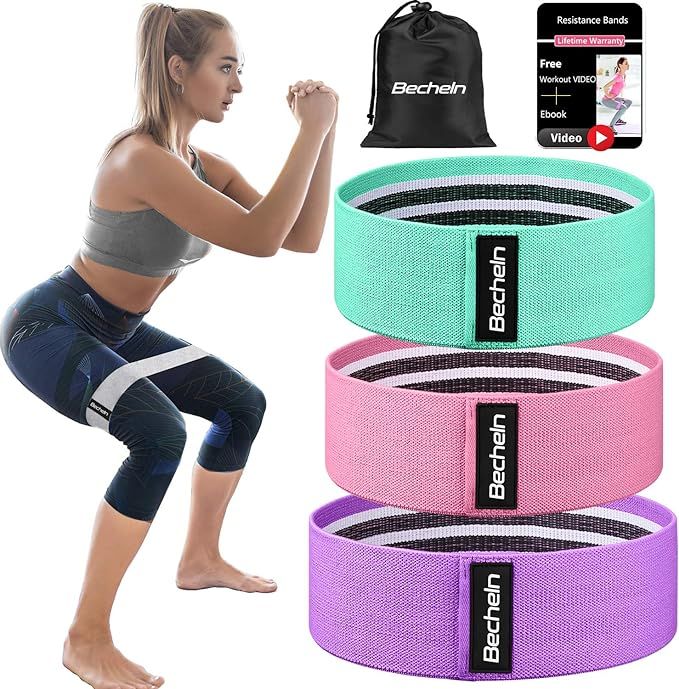 Becheln Non Slip Resistance Bands for Legs and Butt, Hip Workout Exercise Bands, Fabric Glute Ban... | Amazon (US)