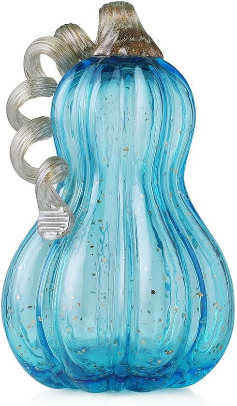 Glitzhome Hand Blown Glitter Glass Pumpkin Elegant Table Accent for Fall Harvest & Thanksgiving D... | Amazon (US)