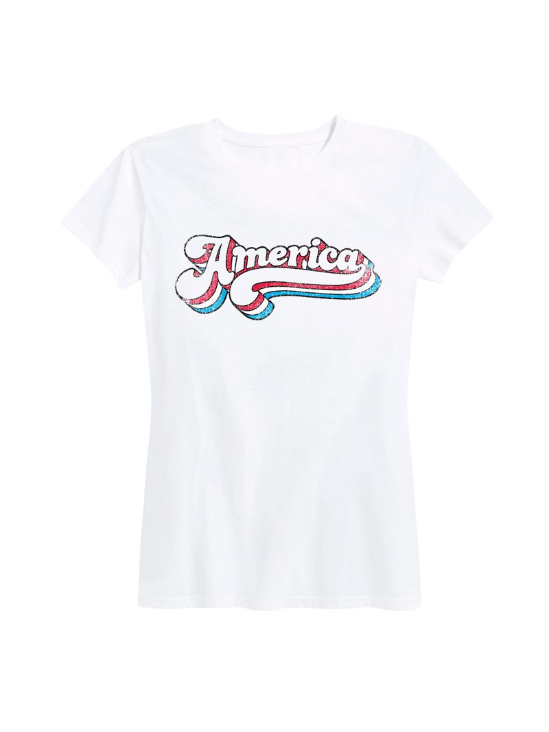 Instant MessageInstant Message - America 70S Type Patriotic Memorial Day - Women's Short Sleeve G... | Walmart (US)