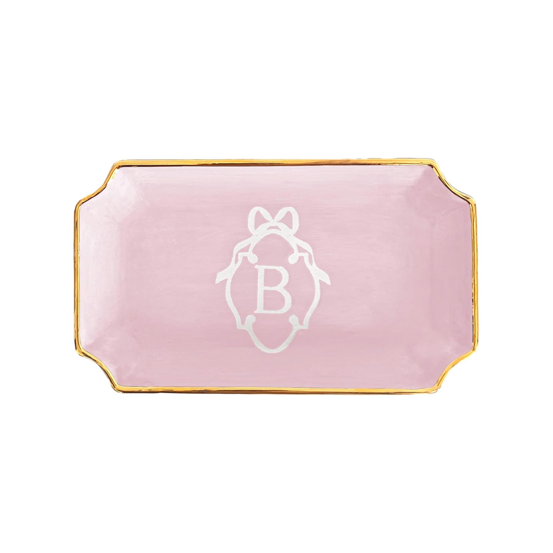 Bow Monogram Trays with 22K Gold Accent | Ruby Clay Company