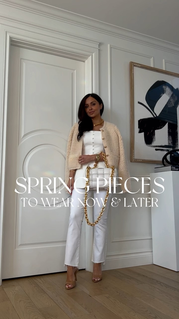 Spring pieces to wear now and later 
Bloomingdale’s cozy cardigan wearing an XS
Bloomingdale’s white strapless top wearing an XS
Mother white denim wearing a 25
Stays pink dress wearing an XS
Aqua tweed pink blazer wearing an XS



#LTKfindsunder100 #LTKSeasonal #LTKsalealert