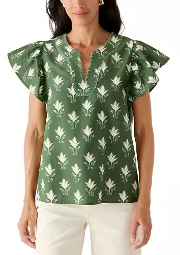 Women's Flutter Sleeve Y-Neck Top | Belk