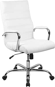 Flash Furniture Whitney High Back Desk Chair - White LeatherSoft Executive Swivel Office Chair wi... | Amazon (US)