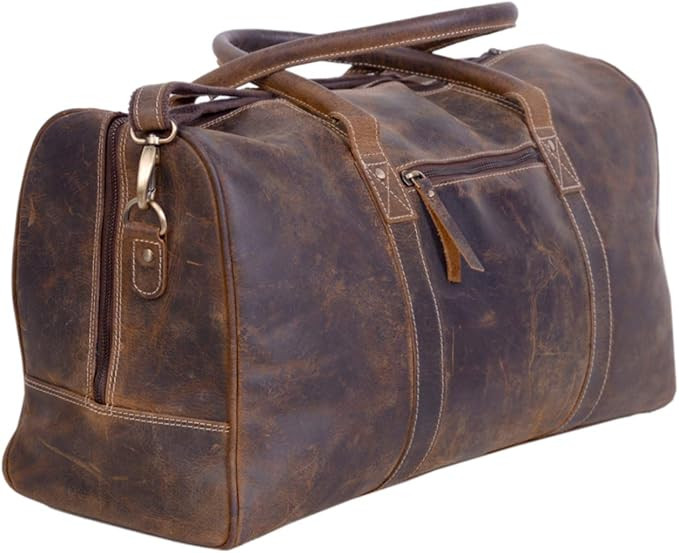 KomalC Leather Travel Duffel Bags for Men and Women Full Grain Leather Overnight Weekend Leather ... | Amazon (US)
