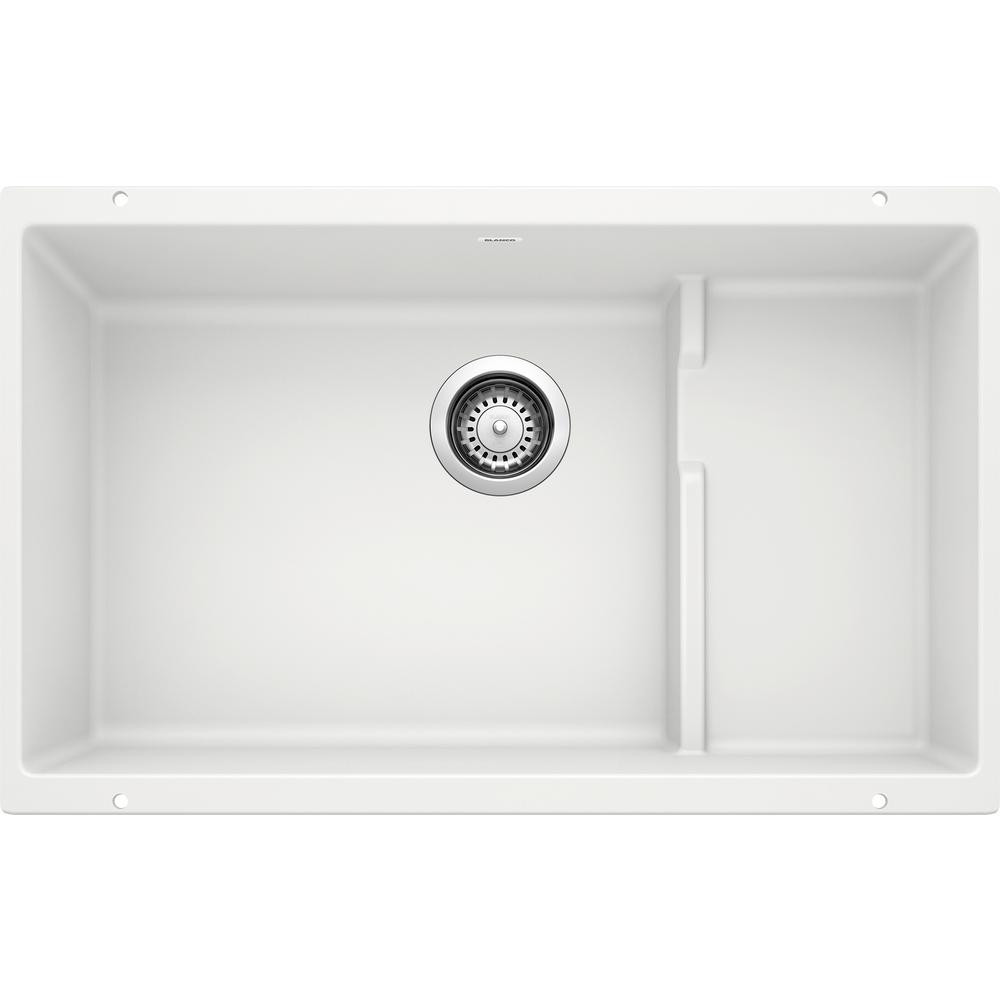 Blanco PRECIS CASCADE Undermount Granite Composite 29 in. Single Bowl Kitchen Sink with Mesh Cola... | The Home Depot