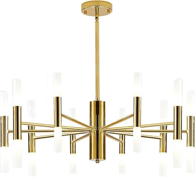 BOKT Modern Chandelier 20-Lights LED Sputnik Chandelier Mid Century Pendant Light Acrylic White S... | Amazon (US)