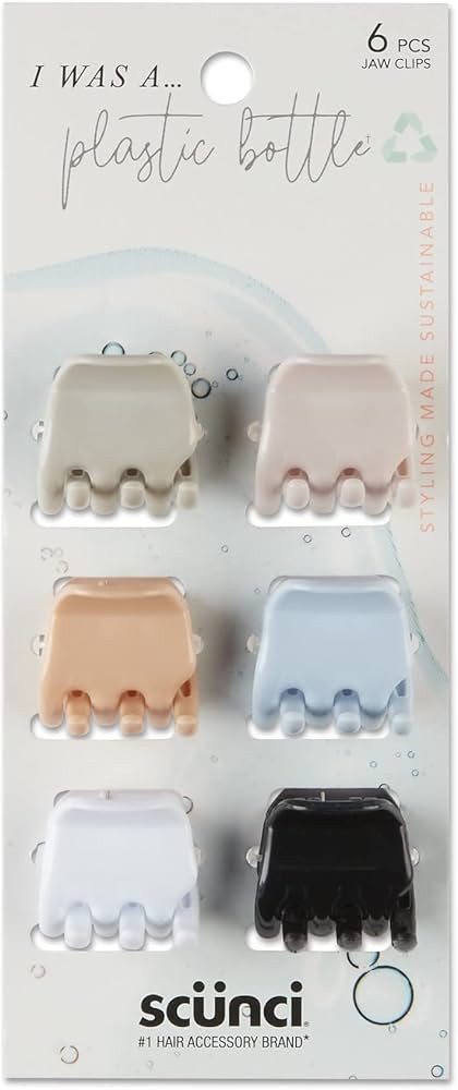 Scunci I Was A Plastic Bottle Hair Claw Clips, Assorted Colors, 6-Pieces | Amazon (US)