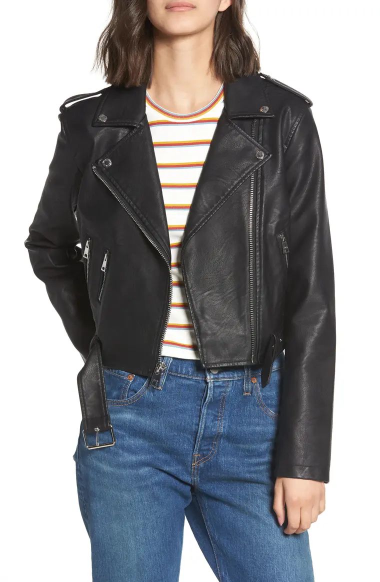 Faux Leather Fashion Belted Moto Jacket | Nordstrom