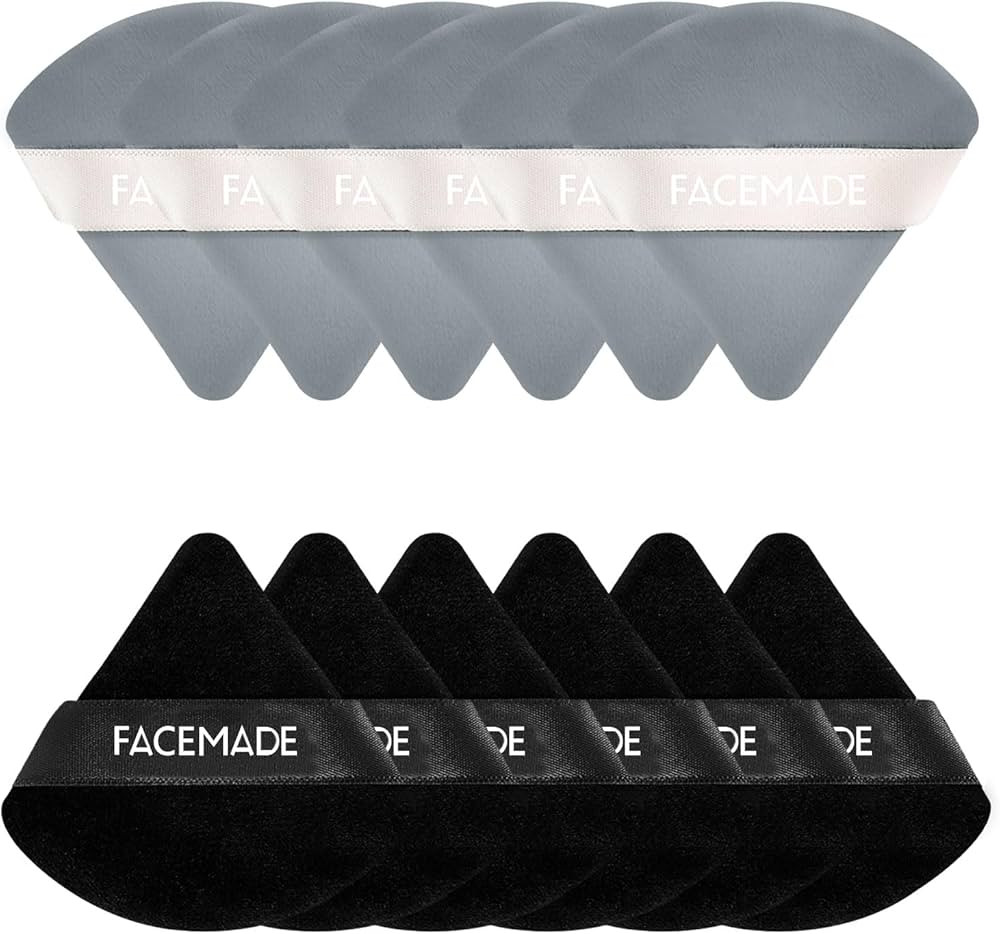 12 Pieces Face Powder Puff with a Travel Case, Soft Makeup Puff with a Container, Triangle Velour... | Amazon (US)