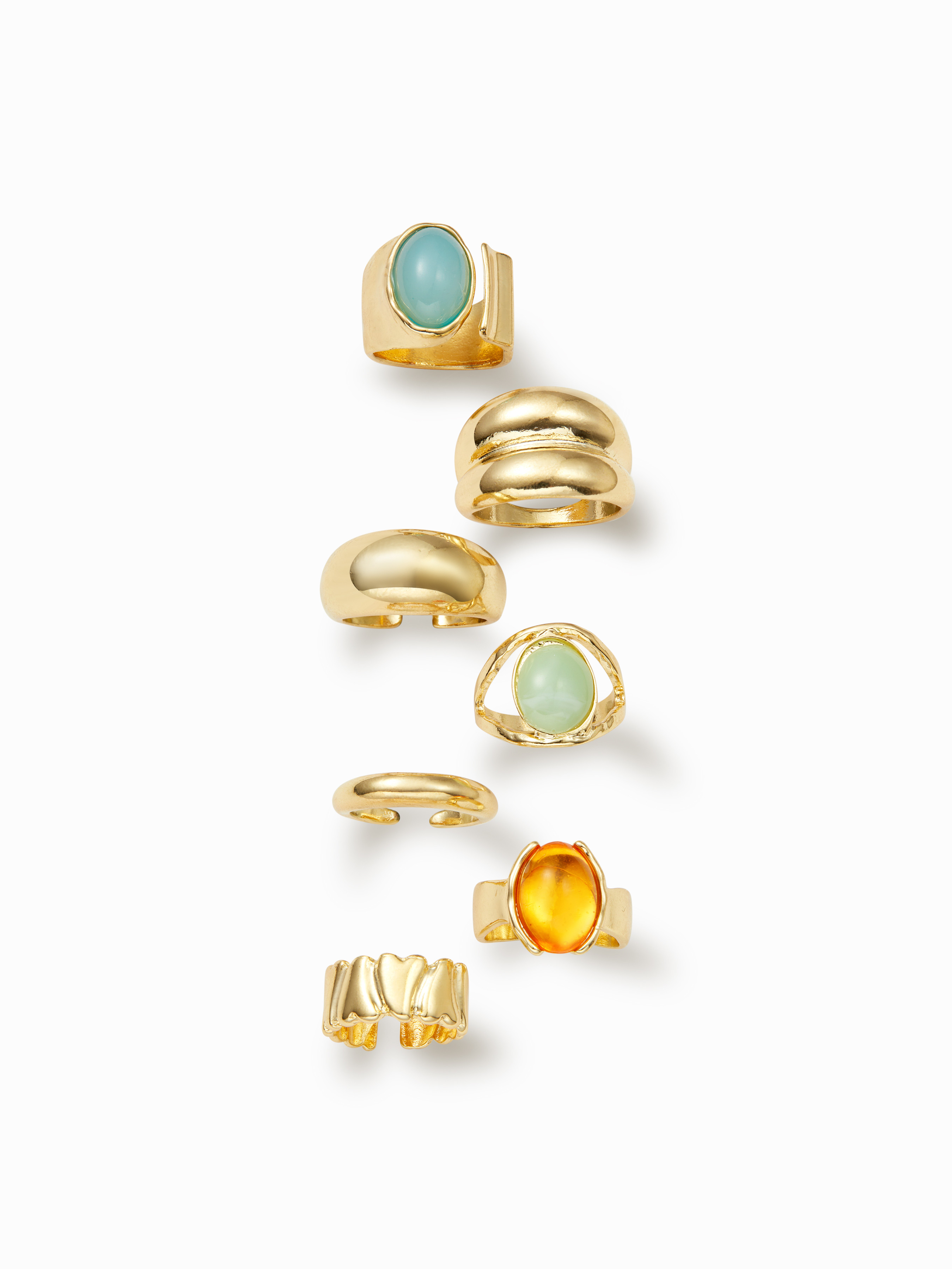 7PCS OVAL RESIN & HEART RING SET For Party/Clubbing Vacation | Cider