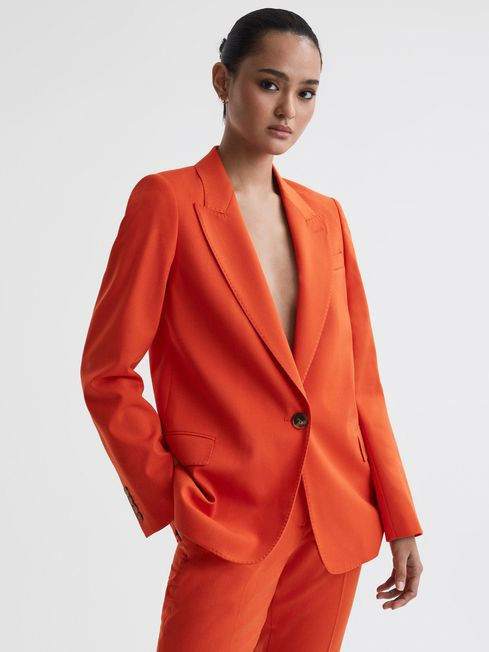 Tailored Fit Wool Blend Single Breasted Suit Blazer in Orange | Reiss US