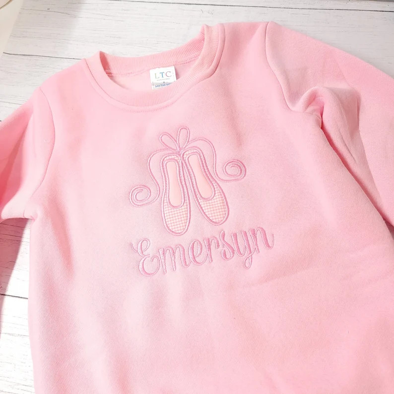 Personalized Girl Sweatshirt, Girl Applique Sweater, Ballet Applique Sweatshirt, Girl Birthday Gi... | Etsy (US)